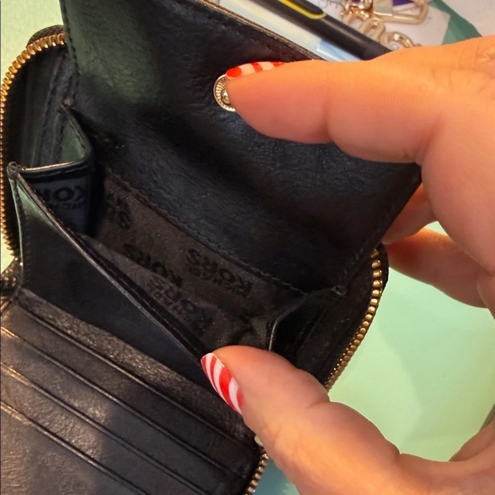 Michael Kors Black and Brown Logo Wallet MK small card coin purse designer
